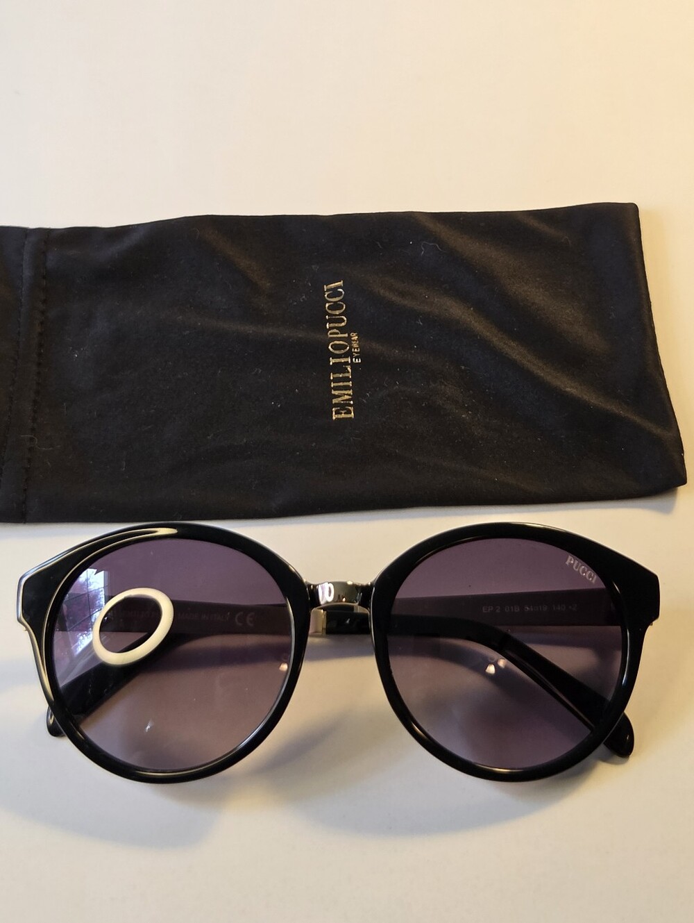 Emilio Pucci Black Frame Sunglasses with Purple Lenses Authentic